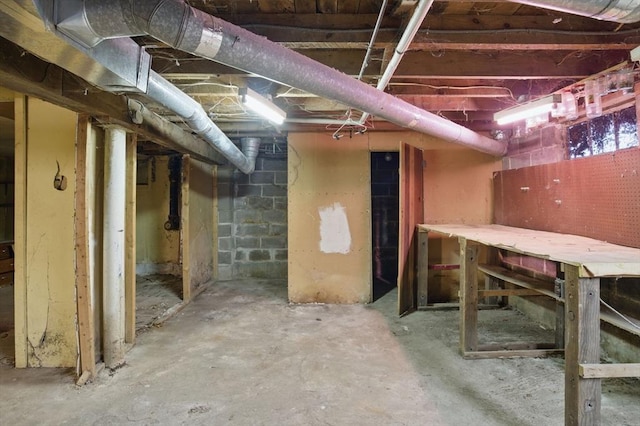 view of unfinished basement