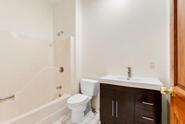 full bathroom with vanity, tile patterned flooring, toilet, and bathing tub / shower combination