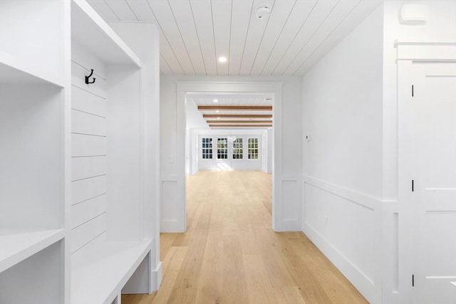 6 Mariner Way, Nantucket, MA 02564 - mudroom featuring recessed lighting, light wood finished floors, and wood ceiling
