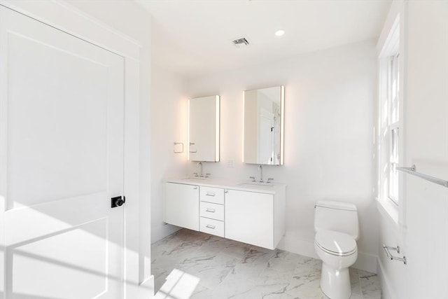 6 Mariner Way, Nantucket, MA 02564 - bathroom featuring a sink, marble finish floor, toilet, and visible vents