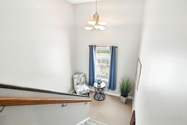 8 Pheasant Run, Belchertown, MA 01007 - staircase with a chandelier, carpet, and baseboards
