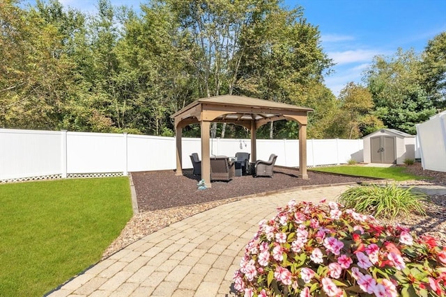 8 Pheasant Run, Belchertown, MA 01007 - view of patio / terrace with a gazebo, a storage unit, and an outbuilding