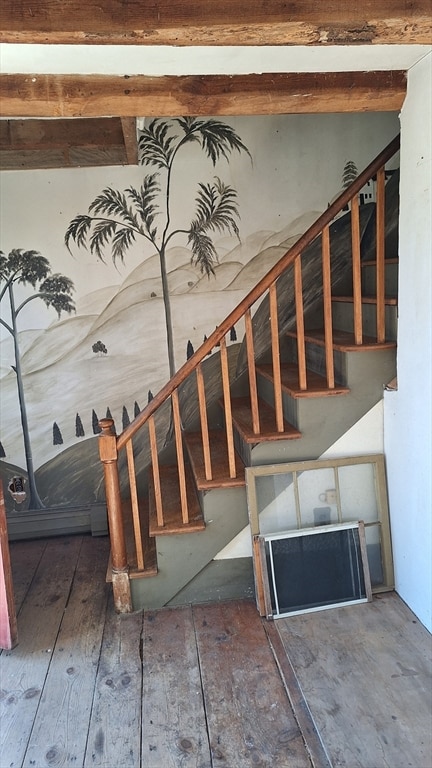 stairway with wood-type flooring