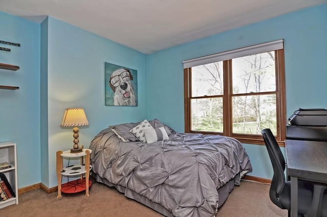 bedroom with baseboards and carpet flooring