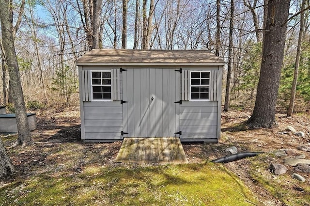 view of shed