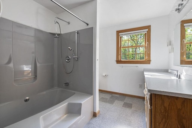 27 Sullivan Blvd, Oxford, MA 01540 - full bath featuring baseboards, tile patterned floors, shower / bath combination, and vanity