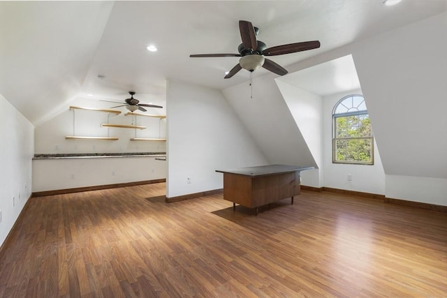 27 Sullivan Blvd, Oxford, MA 01540 - bonus room featuring lofted ceiling, ceiling fan, wood finished floors, baseboards, and recessed lighting