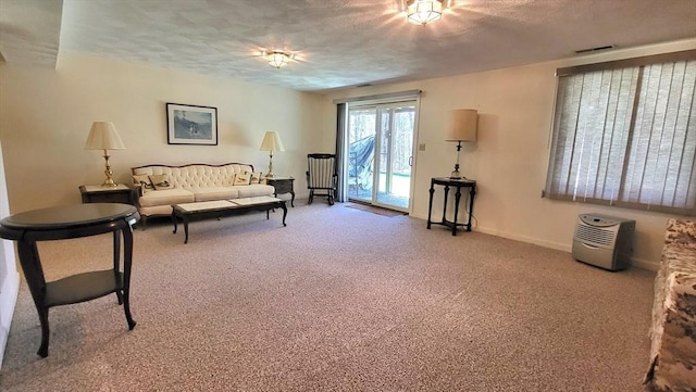 15 Iris Way Unit 27, Haverhill, MA 01830 - living area with carpet flooring, a textured ceiling, and baseboards
