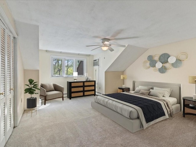 44 Casablanca Ct Unit 44, Haverhill, MA 01832 - carpeted bedroom with an AC wall unit, baseboard heating, and ceiling fan