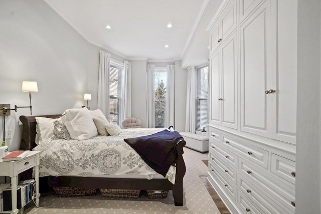 bedroom featuring crown molding