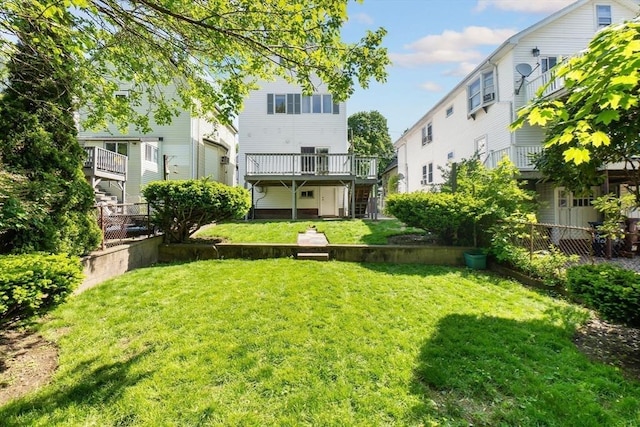 view of yard featuring a deck