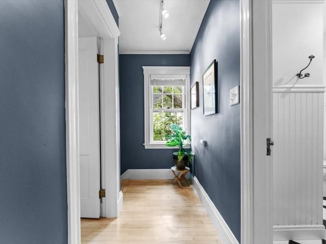 49 Fern Rd, Medford, MA 02155 - hall with track lighting, light wood finished floors, and baseboards