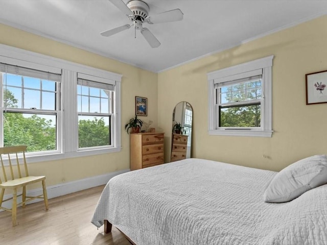 49 Fern Rd, Medford, MA 02155 - bedroom with wood finished floors, baseboards, ceiling fan, and crown molding