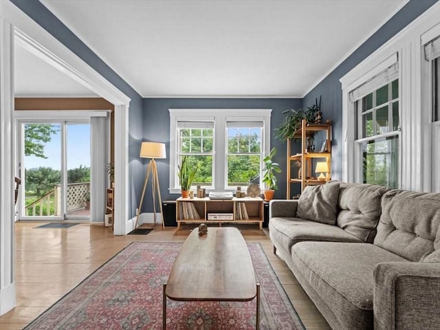 49 Fern Rd, Medford, MA 02155 - living area with ornamental molding, baseboards, and wood finished floors