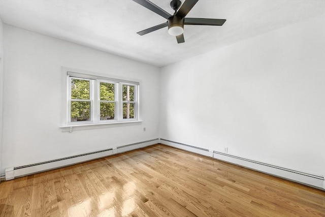 281 Chelsea St Unit 2A, Boston, MA 02128 - empty room with a ceiling fan, wood finished floors, and baseboard heating