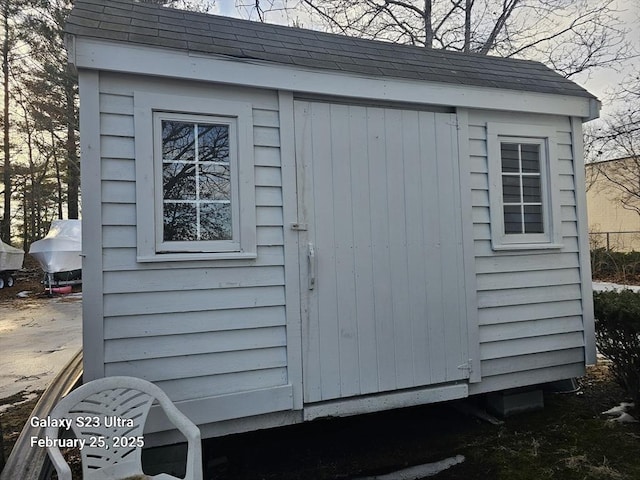 view of shed