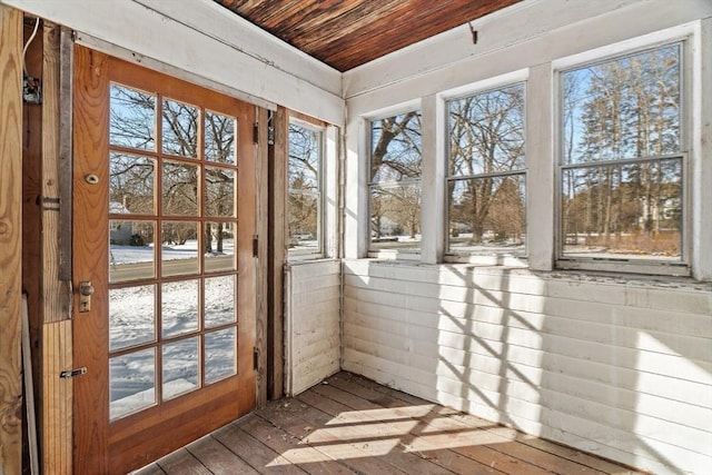 1210 Highland St, Holliston, MA 01746 - unfurnished sunroom with wood ceiling and hardwood / wood-style floors