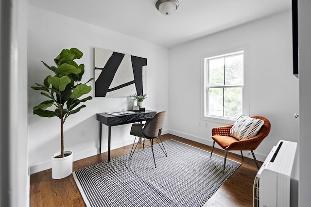 9 Cedar St Unit 1, Boston, MA 02119 - office area featuring baseboards, wood finished floors, and heating unit