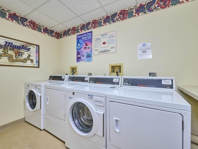 71 Princeton St Unit 305, Chelmsford, MA 01863 - communal laundry room with washer and clothes dryer, baseboards, and light flooring
