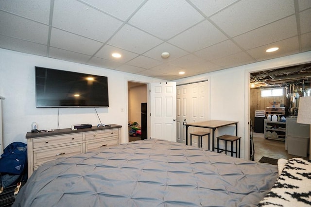2 Garden St, Uxbridge, MA 01569 - carpeted bedroom with a paneled ceiling, recessed lighting, and a closet