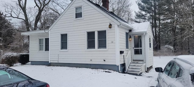 view of snow covered exterior