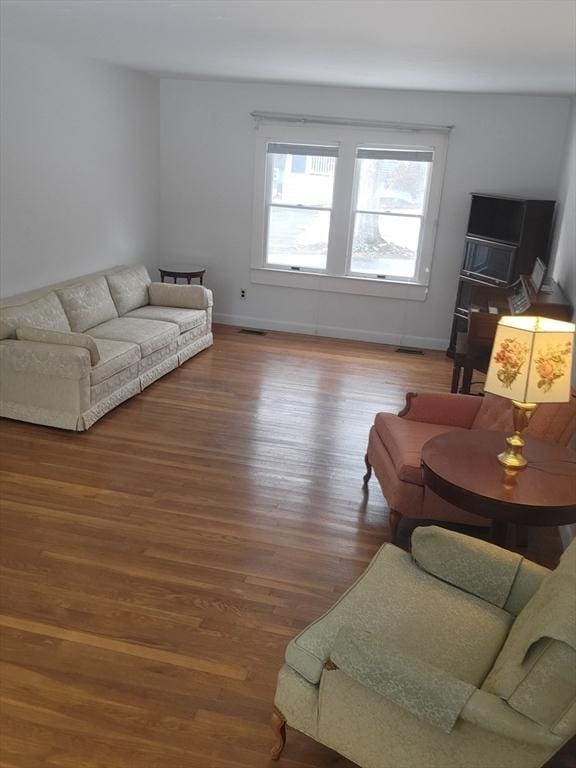 living room with wood-type flooring