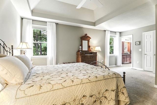 76 Wildflower Cir, Westfield, MA 01085 - bedroom featuring carpet, multiple windows, and a tray ceiling
