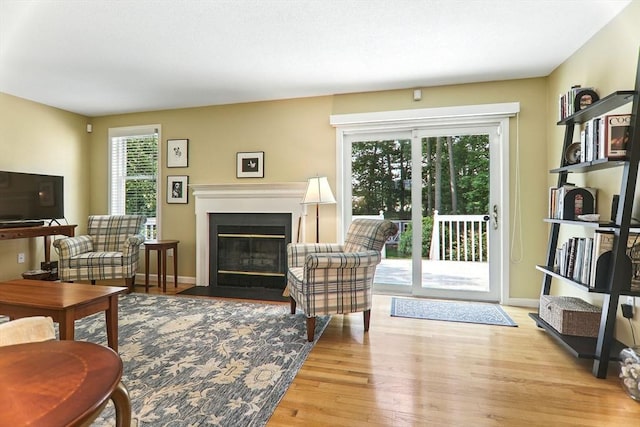 76 Wildflower Cir, Westfield, MA 01085 - living room with a fireplace with flush hearth and wood finished floors