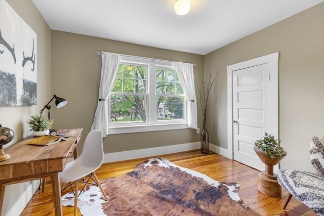 454 Webster St, Needham, MA 02494 - office area featuring baseboards and light wood-style flooring