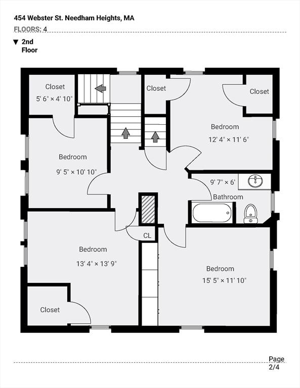 454 Webster St, Needham, MA 02494 - room layout