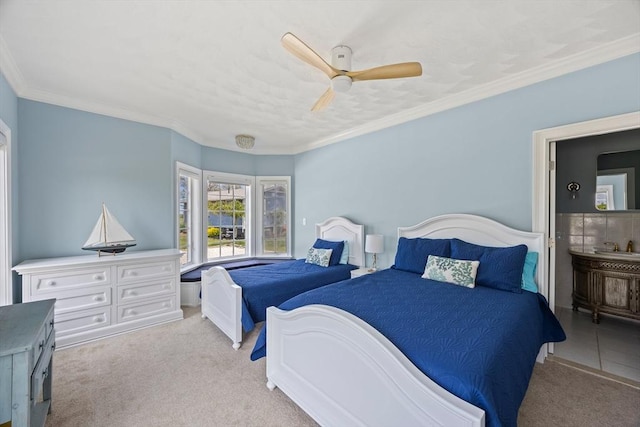 306 Millway, Barnstable, MA 02630 - carpeted bedroom featuring a ceiling fan and crown molding
