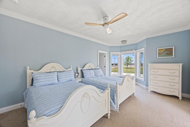 306 Millway, Barnstable, MA 02630 - carpeted bedroom with baseboards, ornamental molding, and a ceiling fan