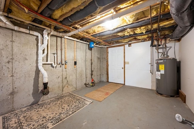 unfinished basement with water heater