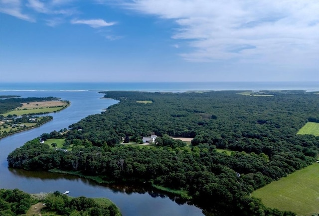 41 Cobbs Hill Rd, Chilmark, MA 02535 - drone / aerial view of a nearby body of water and a forest