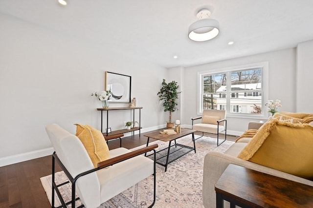 sitting room with hardwood / wood-style floors