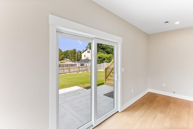 41 Kent St, Brockton, MA 02302 - doorway with wood finished floors and recessed lighting