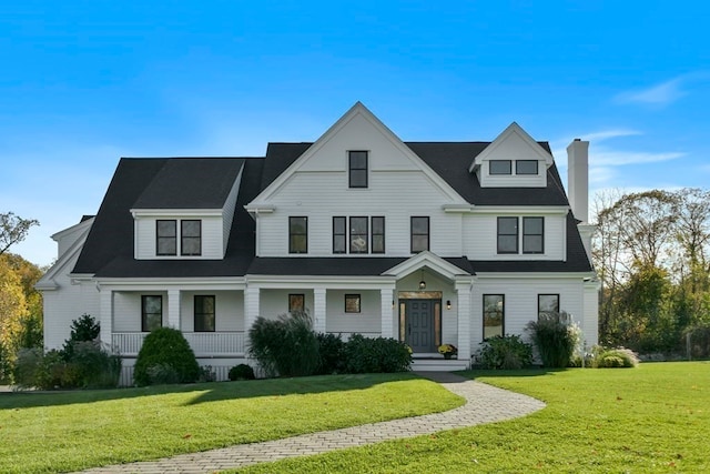 view of front of property featuring a front yard