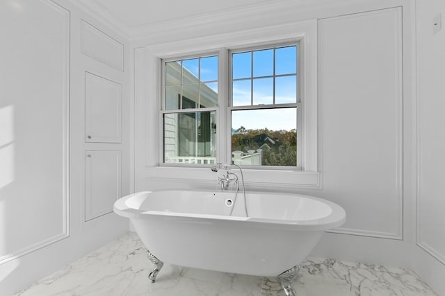 bathroom featuring ornamental molding and tile patterned flooring