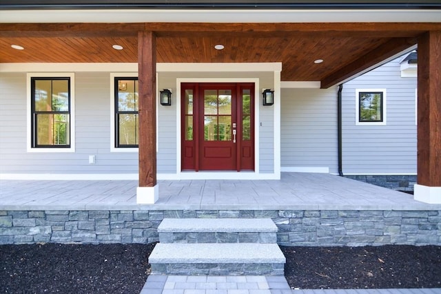 property entrance with a porch