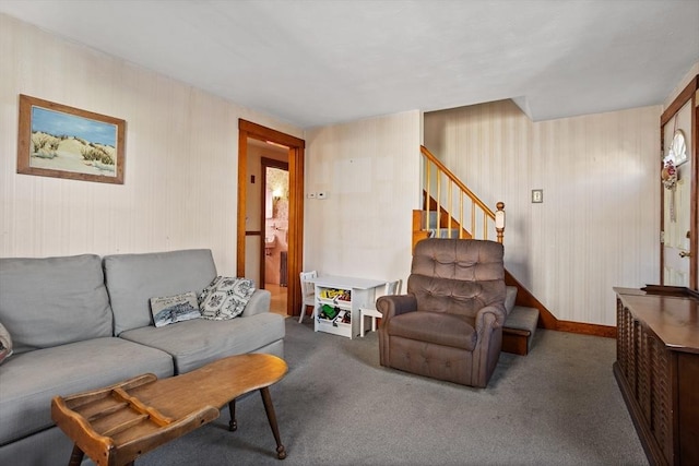 living room featuring carpet floors