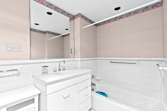 25 Hundreds Cir, Wellesley, MA 02481 - full bathroom featuring tile walls, vanity, and washtub / shower combination
