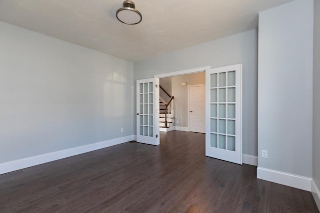 19 Sycamore Way Lot 40, Medway, MA 02053 - empty room with dark wood-style floors, french doors, and baseboards