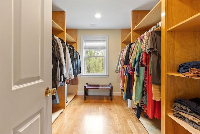 spacious closet with light wood-style floors