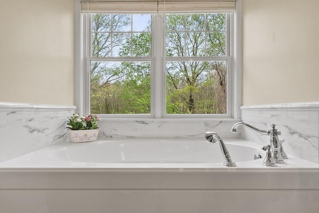 bathroom featuring plenty of natural light and a bath