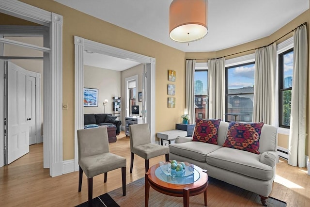 258 Shawmut Ave Unit 8, Boston, MA 02118 - living area featuring light wood-style floors, plenty of natural light, and a baseboard radiator