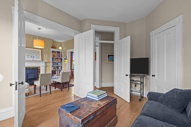 258 Shawmut Ave Unit 8, Boston, MA 02118 - living area featuring light wood-style floors, a fireplace, and baseboards