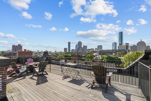 258 Shawmut Ave Unit 8, Boston, MA 02118 - wooden terrace with a skyline view