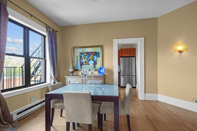 258 Shawmut Ave Unit 8, Boston, MA 02118 - dining room with baseboard heating, light wood finished floors, and baseboards