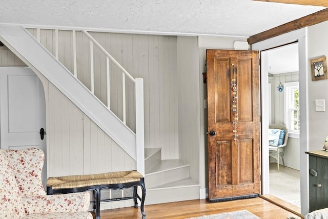 23 Garden Rd, Scituate, MA 02066 - staircase with wood finished floors and wooden walls