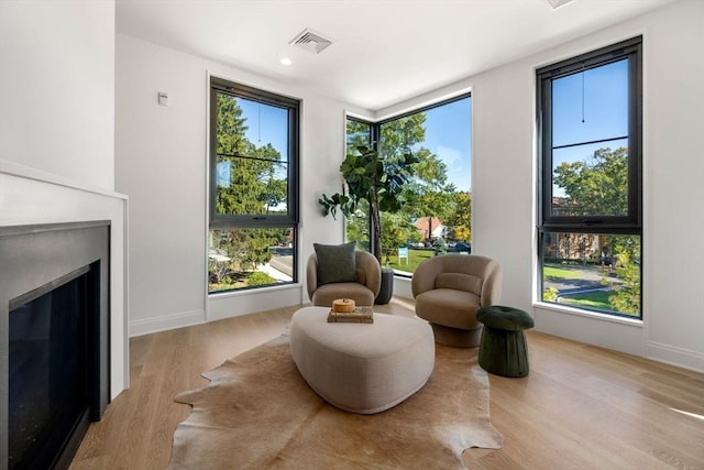 sitting room featuring light hardwood / wood-style flooring